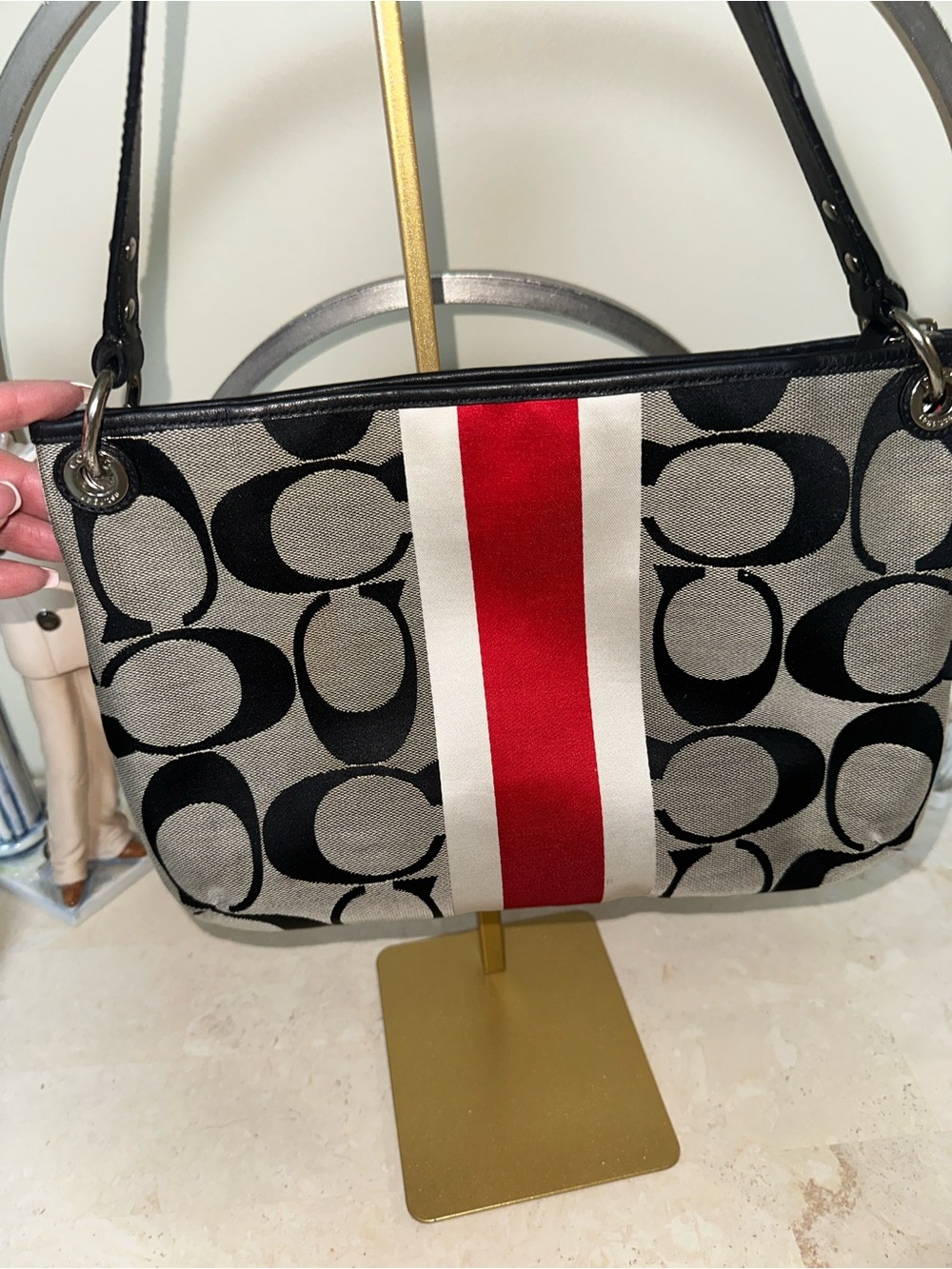 Coach Black and Red Signature Print Shoulder Bag - Picture 5 of 8